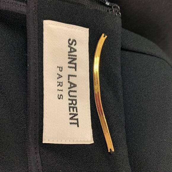 SAINT LAURENT Size 8 Black Acetate Blend Mixed Fabrics Above Knee Dress - Picture 7 of 7